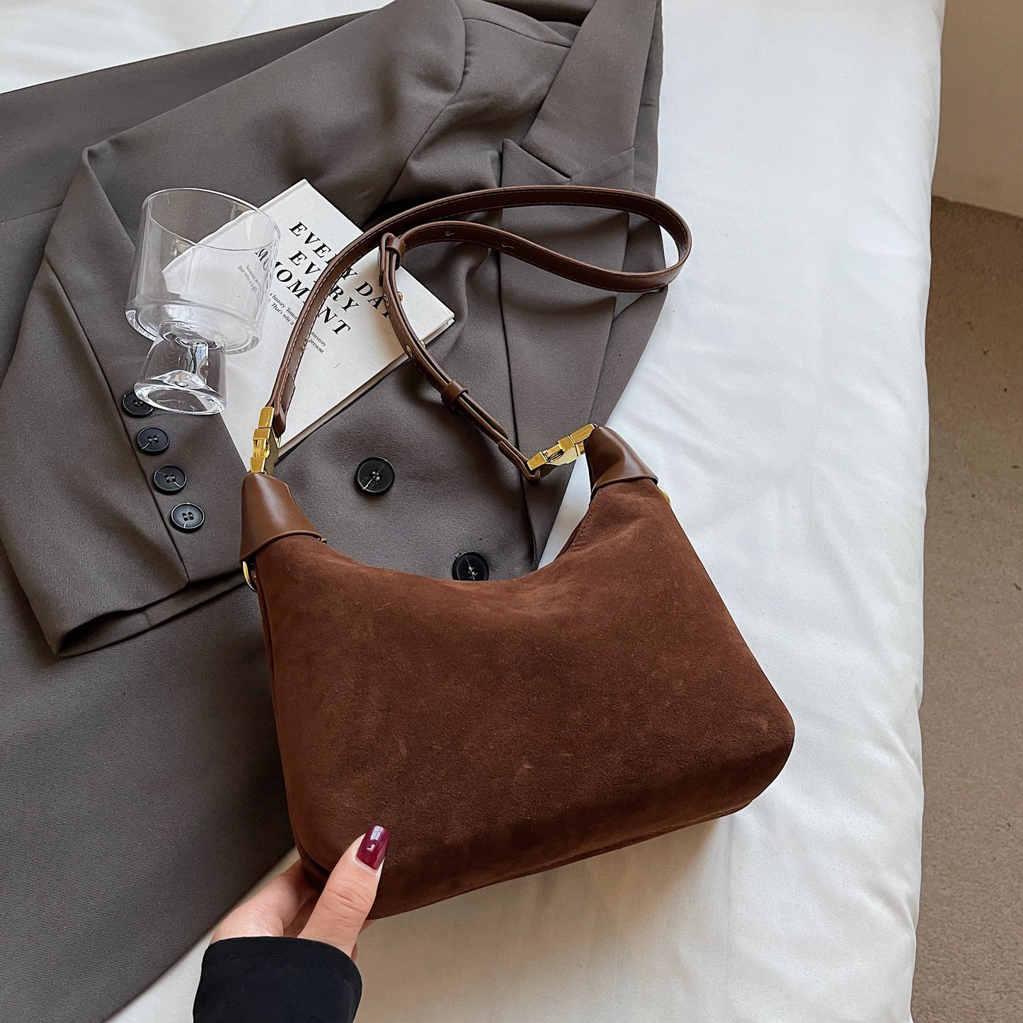 Stylish Suede Moon Tote