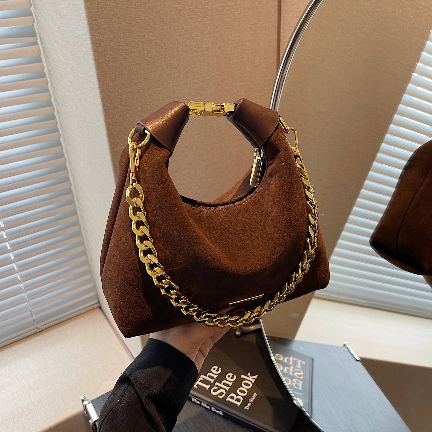 Stylish Suede Moon Tote