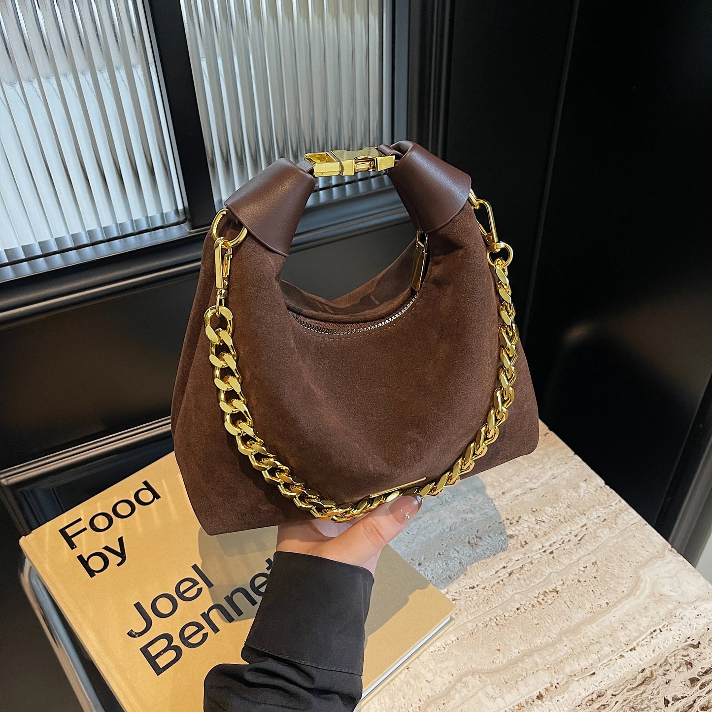 Stylish Suede Moon Tote