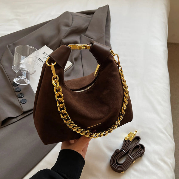 Stylish Suede Moon Tote